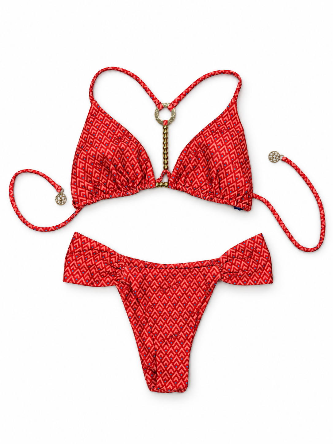 BANII BIKINI BOTTOM - GEO RED PRINT