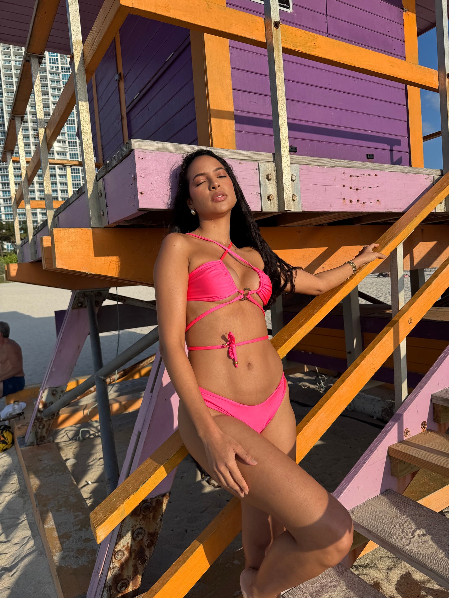 HAINA BIKINI TOP - CORAL NEON