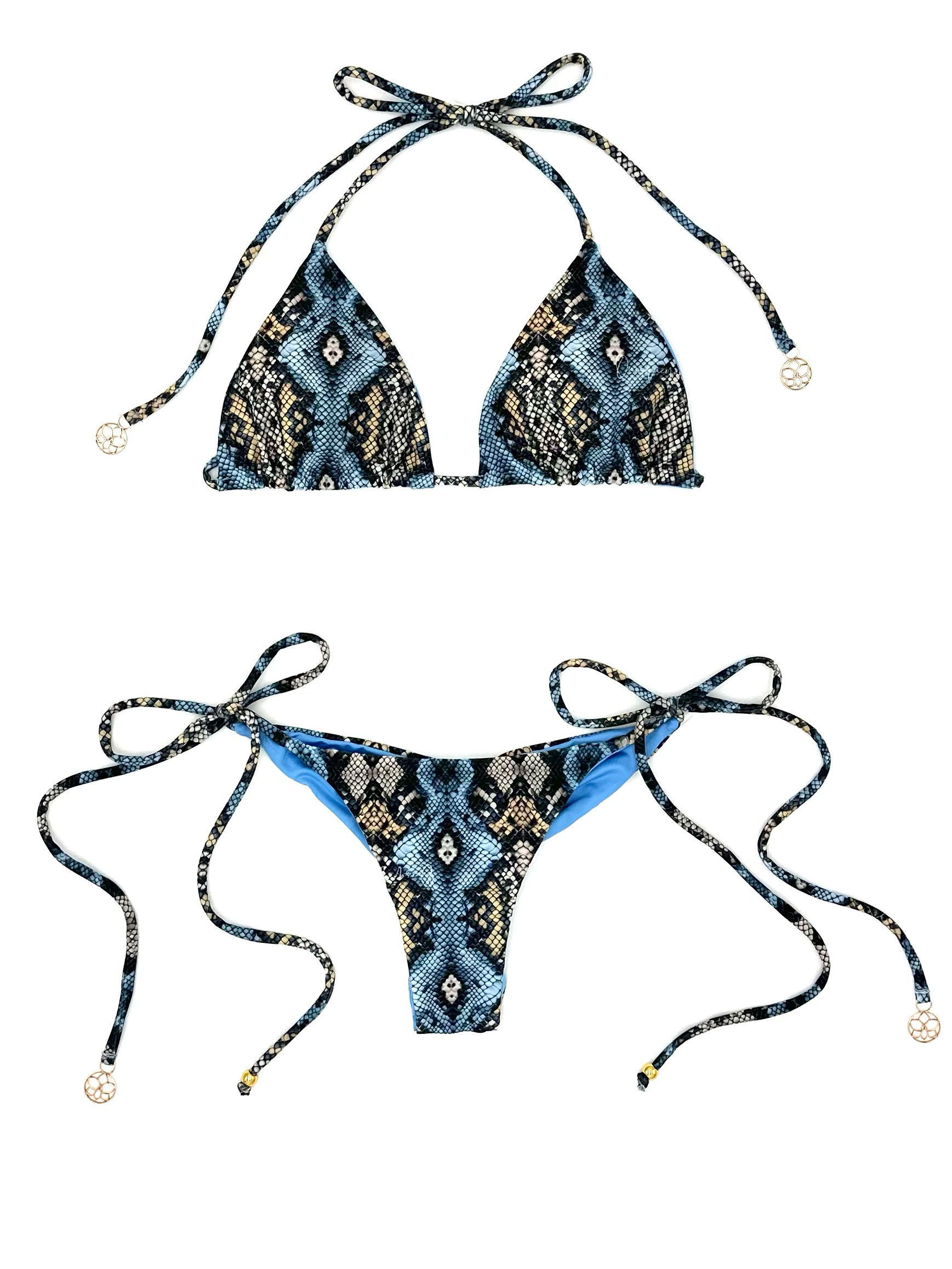 CORALILLO BIKINI BOTTOM - SNAKE PRINT BLUE