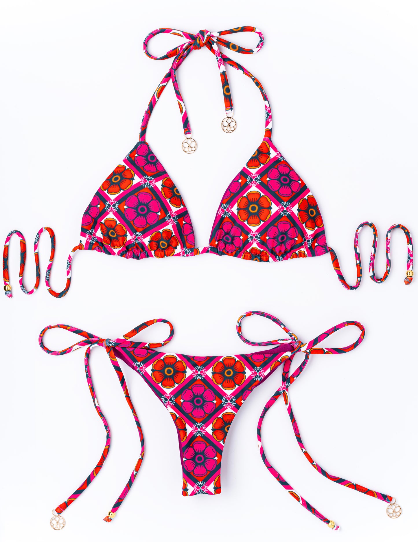CORALILLO TRIANGLE TOP -FLORAL PRINT/MAGENTA