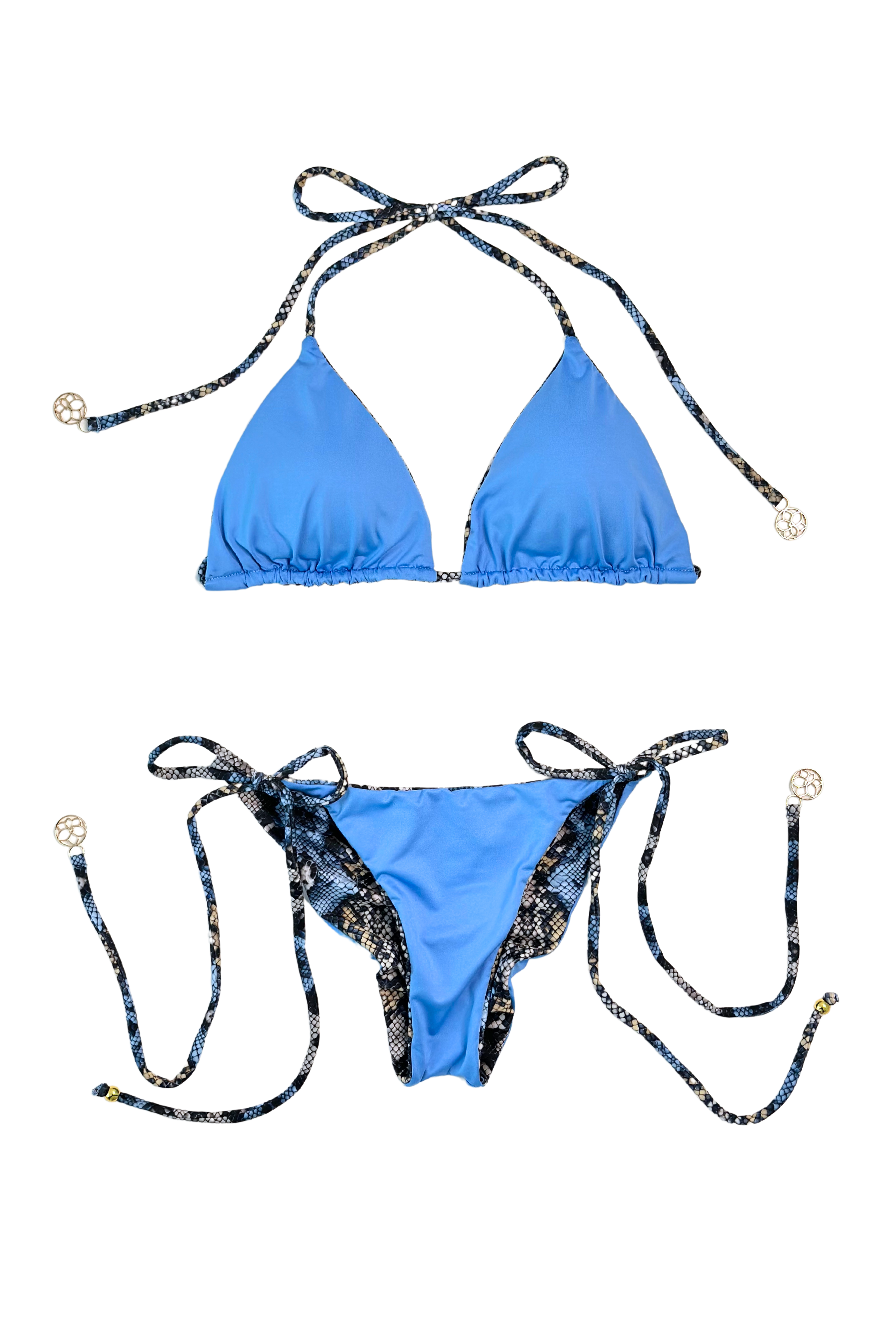 CORALILLO BIKINI BOTTOM - SNAKE PRINT BLUE