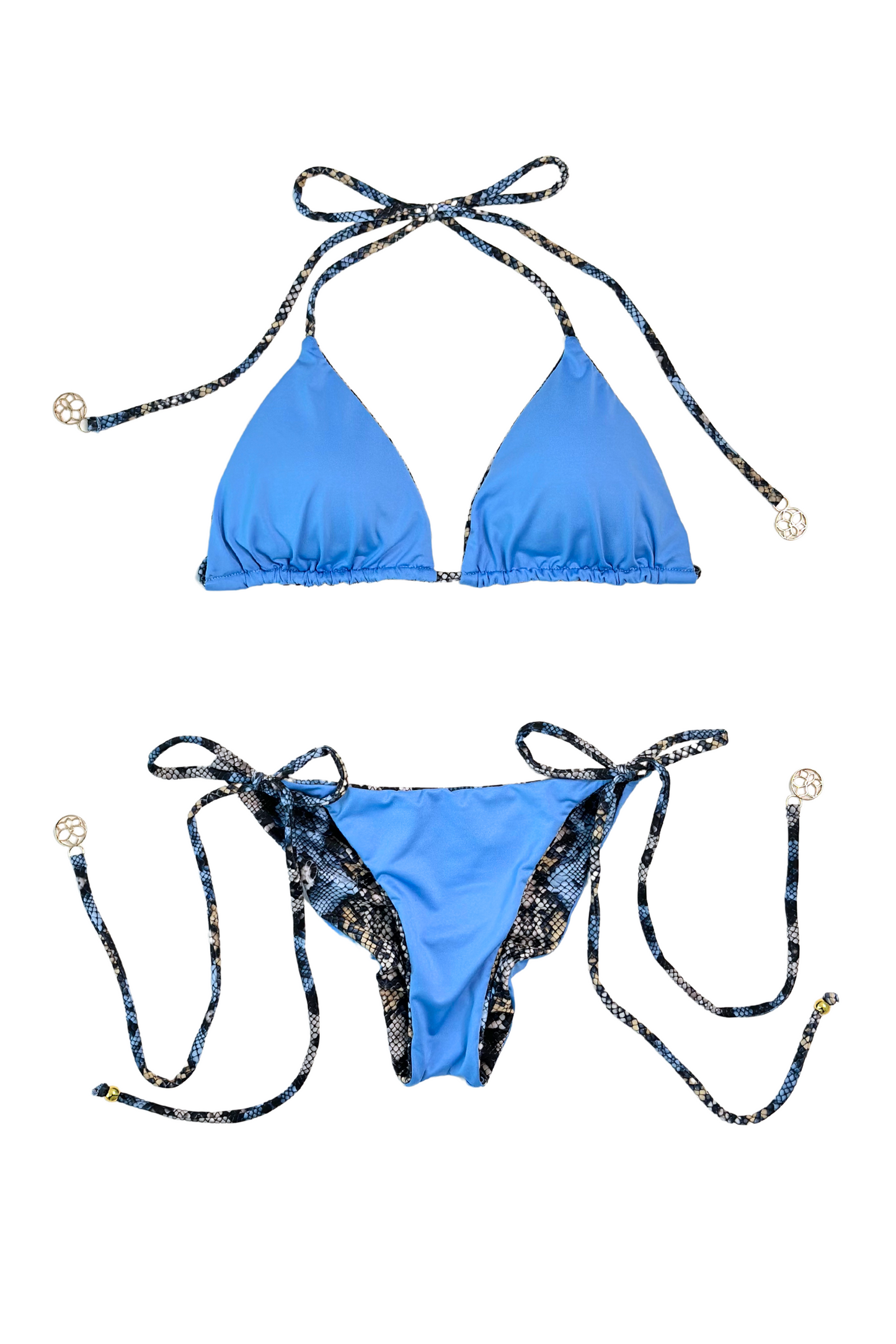 CORALILLO BIKINI BOTTOM - SNAKE PRINT BLUE