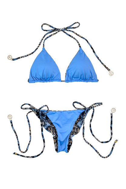 CORALILLO BIKINI BOTTOM - SNAKE PRINT BLUE