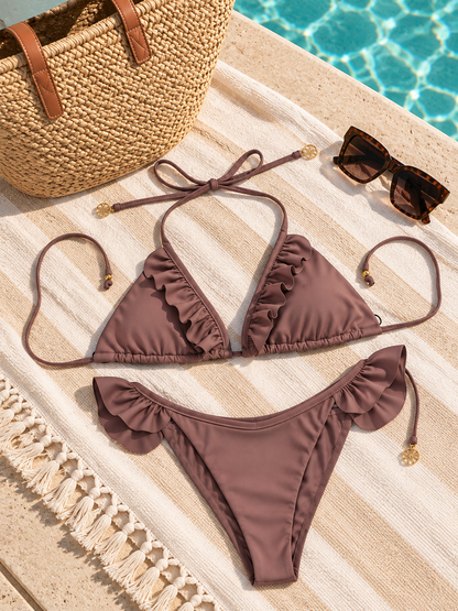 NEYBA RUFFLE TRIANGLE TOP - SUNSET MOCHA