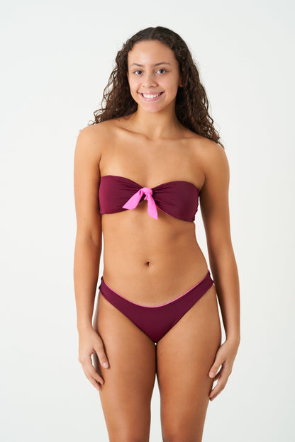 Wine Colored Bandeau Bikini Top | Bikini Top | Quisqueya Swimwear